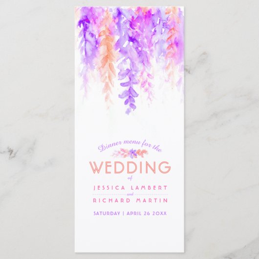 Oranje draperend bloemetjesmenu waterverf menu (Voorkant)