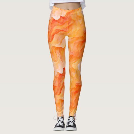 Oranje droomgolven leggings (Voorkant)
