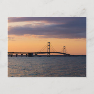 Oranje Dusk Mackinac Bridge Briefkaart