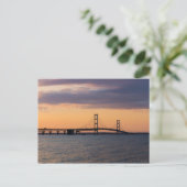 Oranje Dusk Mackinac Bridge Briefkaart (Staand voorkant)