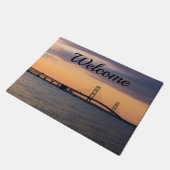 Oranje Dusk Mackinac Bridge Welkom Doormat Deurmat (Schuin)