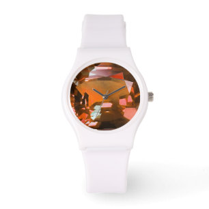 Oranje edelsteen horloge