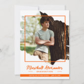 Oranje Edgy Abstract Torn Foto Afstuderen Kaart (Voorkant)