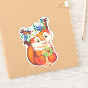 oranje eekhoorn sticker