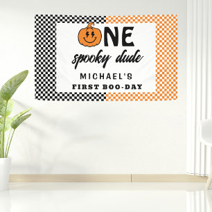 Oranje Een Enge Kerel Halloween 1e Verjaardag Spandoek