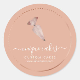 Oranje Eenvoudige bakkerij Logo gebak Ronde Sticker