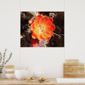 Oranje Egel Cactus Bloed poster (Keuken)