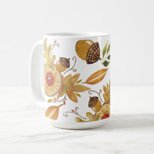 Oranje Eikel Herfst Stemming Watercolor Illustrati Koffiemok