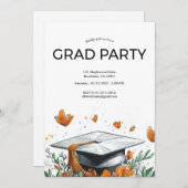 oranje eindexamenfeest uitnodiging (Voorkant / Achterkant)