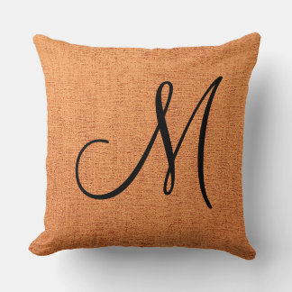 Oranje Elegant Monogram Canvas-Uitzicht Kussen