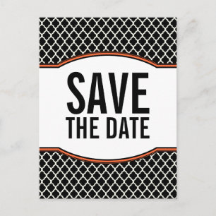 Oranje Elegant Quatrefoil Save the Date Briefkaart