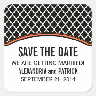 Oranje Elegant Quatrefoil Save the Date Stickers
