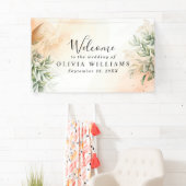 Oranje Elegant romantische eucalyptus bladeren roe Spandoek (Insitu)