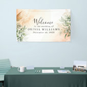 Oranje Elegant romantische eucalyptus bladeren roe Spandoek (Beurs)