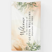 Oranje Elegant romantische eucalyptus bladeren roe Spandoek (Verticaal)