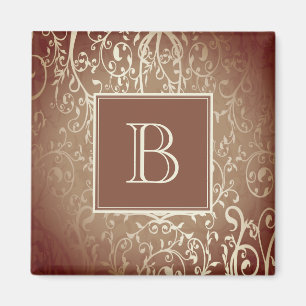 Oranje Elegante Floury Monogram Magnet Magneet