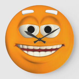Oranje emoticon grote klok