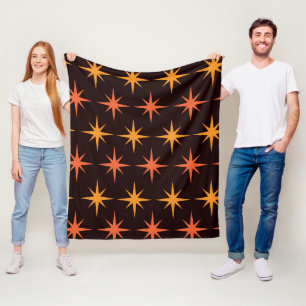 Oranje en Amber Midden Jaren 50 Modern Sterrenexpl Fleece Deken