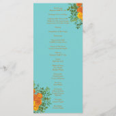 Oranje en Aqua Wedding Modern Floral Menu (Achterkant)