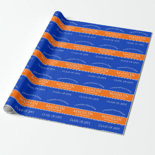 Oranje en blauw aangepast Afstuderen ompakken papi Cadeaupapier