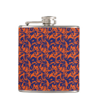 Oranje en blauw abstract heupfles