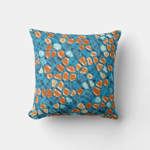 Oranje en blauw Abstract patroon Buitenkussen