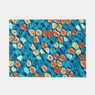 Oranje en blauw Abstract patroon Deurmat