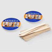 Oranje en blauw Afstuderen Foto collage Handwaaier (Niet-gemonteerd)