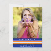 Oranje en blauw Afstuderen Fotoaankondiging (Voorkant)
