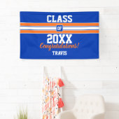 Oranje en blauw Afstuderen gefeliciteerd Spandoek (Insitu)