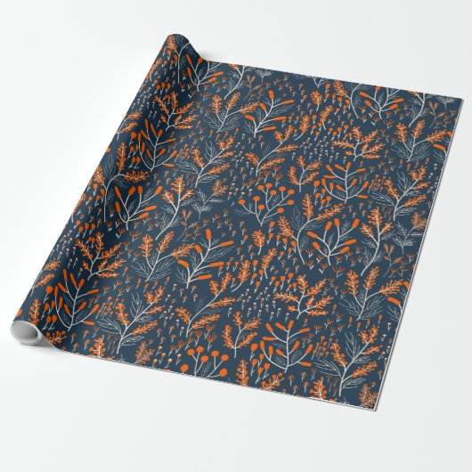 Oranje en blauw cadeaupapier (Uitgerold)
