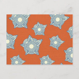 Oranje en blauw decoratief patroongeschenken briefkaart