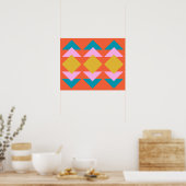 Oranje en blauw geometrisch Scandinavisch ontwerp Poster (Keuken)