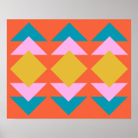 Oranje en blauw geometrisch Scandinavisch ontwerp