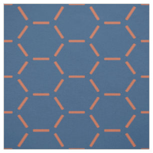 Oranje en blauw Hexagon Patroon Stof