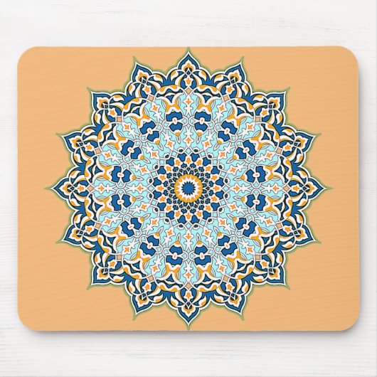 Oranje en blauw Mandala Mousepad Muismat (Voorkant)