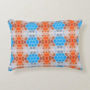 Oranje en blauw patroon accent kussen