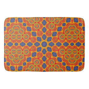 Oranje en blauw patroon badmat