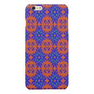 Oranje en blauw patroon glossy iPhone 6 plus hoesje