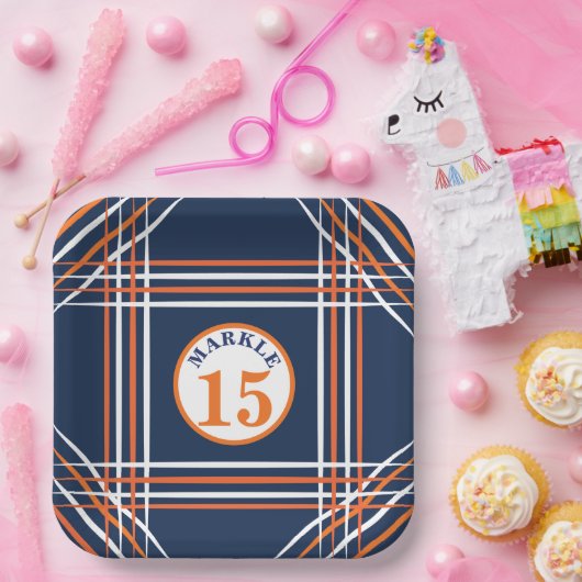 Oranje en blauw thema Papier Bord (Feest)