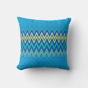 Oranje en blauw zigzagpatroon - 2 zanden 2 kleuren kussen