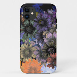 Oranje en blauwe bloemen iPhone 11 hoesje