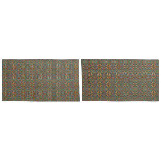 Oranje en blauwe bloemen kussensloop