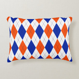 Oranje en blauwe diamanten argyle accent kussen