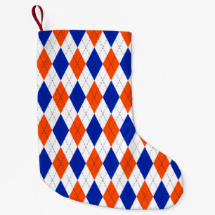 Oranje en blauwe diamanten argyle kleine kerstsok