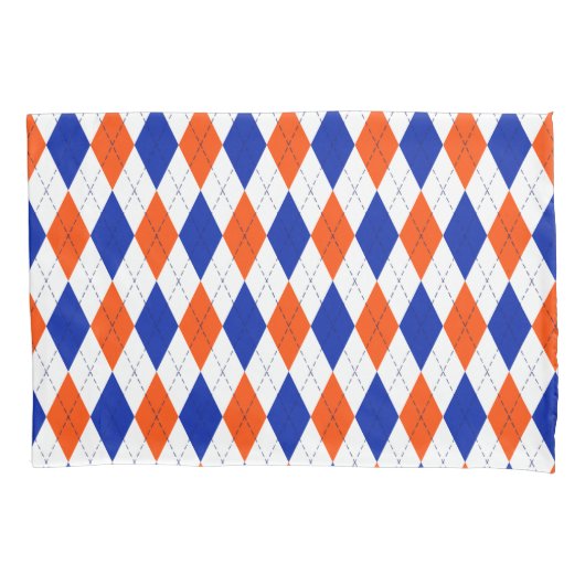 Oranje en blauwe diamanten argyle kussensloop (Voorkant)