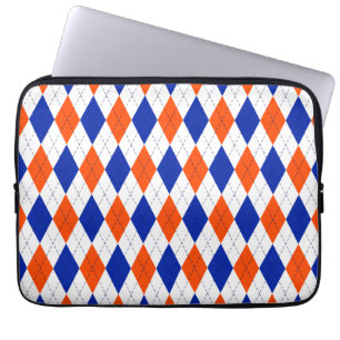Oranje en blauwe diamanten argyle laptop sleeve