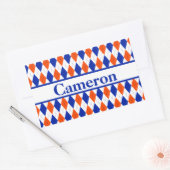 Oranje en Blauwe Diamond Argyle Naam Sticker (Envelop)