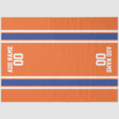 Oranje en blauwe gepersonaliseerde sport Jersey Tissuepapier (Voorkant)