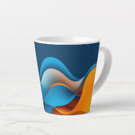 Oranje en blauwe golven latte mok